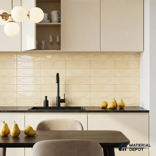 Yellow Faux Subway Wall Tile TL 09093 B  Eye Yellow 1 ft x 1 ft Ceramic Glossy Finish - 9 mm | Suitable for Highlighter Wall, Bathroom, Kitchen Wall & Backsplash | Please Expect a Slight Variation of Pattern