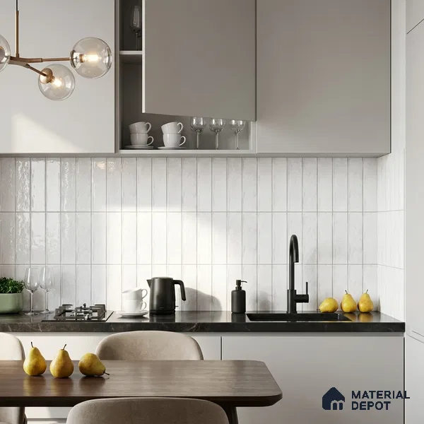 White Faux Subway Wall Tile TL 09094 B Lucido Blanco 1 ft x 1 ft Ceramic Glossy Finish - 9 mm | Suitable for Highlighter Wall, Bathroom, Kitchen Wall & Backsplash | Please Expect a Slight Variation of Pattern