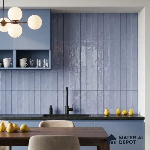 Blue Faux Subway Wall Tile TL 09094 C Lucido Blue 1 ft x 1 ft Ceramic Glossy Finish - 9 mm | Suitable for Highlighter Wall, Bathroom, Kitchen Wall & Backsplash | Please Expect a Slight Variation of Pattern