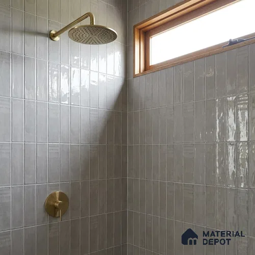 Grey Faux Subway Wall Tile TL 09094 F Lucido Cotton 1 ft x 1 ft Ceramic Glossy Finish - 9 mm | Suitable for Highlighter Wall, Bathroom, Kitchen Wall & Backsplash | Please Expect a Slight Variation of Pattern