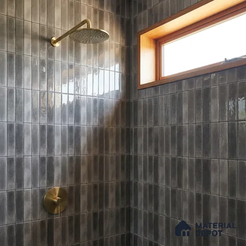 Grey Faux Subway Wall Tile TL 09094 G Lucido Grey 1 ft x 1 ft Ceramic Glossy Finish - 9 mm | Suitable for Highlighter Wall, Bathroom, Kitchen Wall & Backsplash | Please Expect a Slight Variation of Pattern