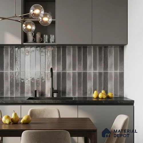 Grey Faux Subway Wall Tile TL 09094 G  Lucido Grey 1 ft x 1 ft Ceramic Glossy Finish - 9 mm | Suitable for Highlighter Wall, Bathroom, Kitchen Wall & Backsplash | Please Expect a Slight Variation of Pattern