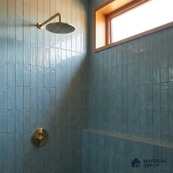 Blue Faux Subway Wall Tile TL 09094 H  Lucido Moss 1 ft x 1 ft Ceramic Glossy Finish - 9 mm | Suitable for Highlighter Wall, Bathroom, Kitchen Wall & Backsplash | Please Expect a Slight Variation of Pattern
