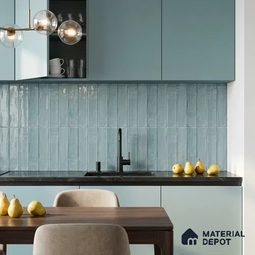Blue Faux Subway Wall Tile TL 09094 H  Lucido Moss 1 ft x 1 ft Ceramic Glossy Finish - 9 mm | Suitable for Highlighter Wall, Bathroom, Kitchen Wall & Backsplash | Please Expect a Slight Variation of Pattern