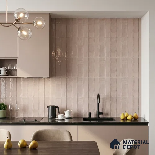 Brown Faux Subway Wall Tile TL 09094 J Lucido Roce 1 ft x 1 ft Ceramic Glossy Finish - 9 mm | Suitable for Highlighter Wall, Bathroom, Kitchen Wall & Backsplash | Please Expect a Slight Variation of Pattern