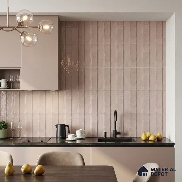 Brown Faux Subway Wall Tile TL 09094 J Lucido Roce 1 ft x 1 ft Ceramic Glossy Finish - 9 mm | Suitable for Highlighter Wall, Bathroom, Kitchen Wall & Backsplash | Please Expect a Slight Variation of Pattern