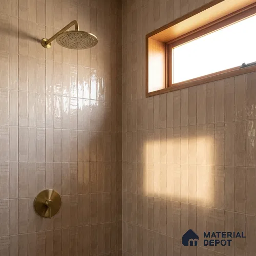 Brown Faux Subway Wall Tile TL 09094 J Lucido Roce 1 ft x 1 ft Ceramic Glossy Finish - 9 mm | Suitable for Highlighter Wall, Bathroom, Kitchen Wall & Backsplash | Please Expect a Slight Variation of Pattern