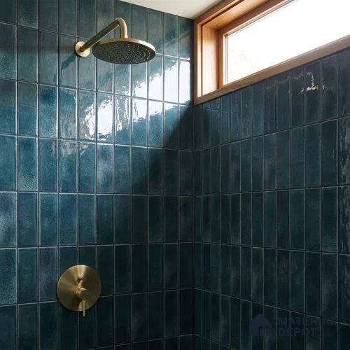 Green Faux Subway Wall Tile TL 09094 Lucido Aqua 1 ft x 1 ft Ceramic Glossy Finish - 9 mm | Suitable for Highlighter Wall, Bathroom, Kitchen Wall & Backsplash | Please Expect a Slight Variation of Pattern