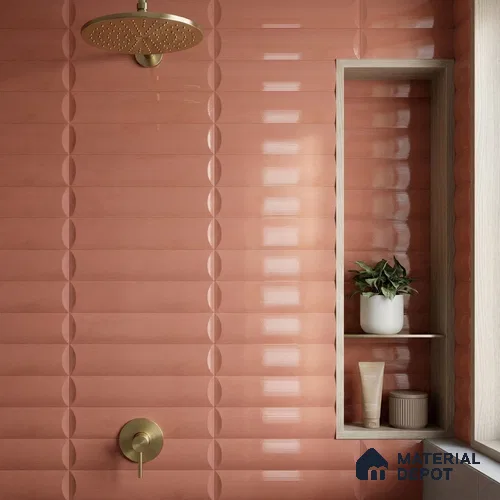 Pink Faux Subway Wall Tile TL 09095 Roof Grape 1 ft x 1 ft Ceramic Glossy Finish - 9 mm | Suitable for Highlighter Wall, Bathroom, Kitchen Wall & Backsplash | Please Expect a Slight Variation of Pattern