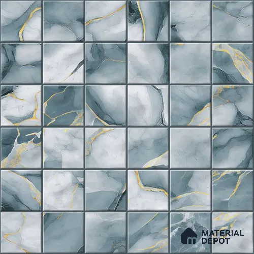 Blue Faux Mosaic Wall Tile TL 09097 B  Fenix Club 1 ft x 1 ft Ceramic Glossy Finish - 9 mm | Suitable for Highlighter Wall, Bathroom, Kitchen Wall & Backsplash