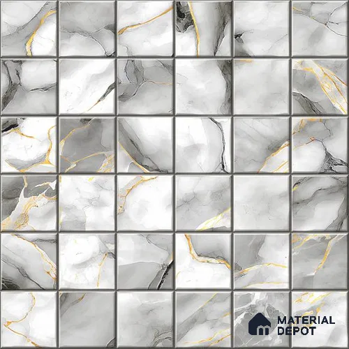 White Faux Mosaic Wall Tile TL 09097  Fenix Blanco 1 ft x 1 ft Ceramic Glossy Finish - 9 mm | Suitable for Highlighter Wall, Bathroom, Kitchen Wall & Backsplash