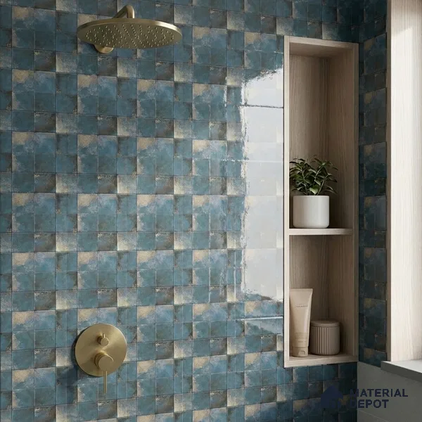 Blue Faux Subway Wall Tile TL 09098 Rhory Aqua 1 ft x 1 ft Ceramic Glossy Finish - 9 mm | Suitable for Highlighter Wall, Bathroom, Kitchen Wall & Backsplash | Please Expect a Slight Variation of Pattern
