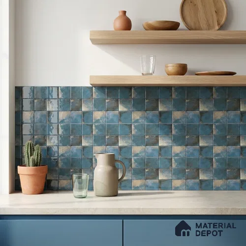 Blue Faux Subway Wall Tile TL 09098 Rhory Aqua 1 ft x 1 ft Ceramic Glossy Finish - 9 mm | Suitable for Highlighter Wall, Bathroom, Kitchen Wall & Backsplash | Please Expect a Slight Variation of Pattern