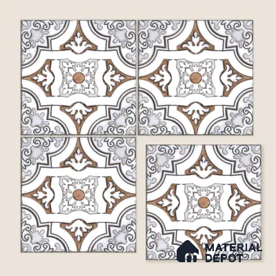 Moroccan Wall & Floor Tile TL 09102 104 1 ft x 1 ft Vitrified Carving Matte Finish - 9 mm | Suitable For Bathroom, Kitchen, Balcony | Please Expect a Slight Variation of Pattern