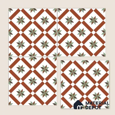 Moroccan Wall & Floor Athangudi Tile TL 09105 132 1 ft x 1 ft Vitrified Carving Matte Finish - 9 mm | Suitable For Bathroom, Kitchen, Balcony | Please Expect a Slight Variation of Pattern