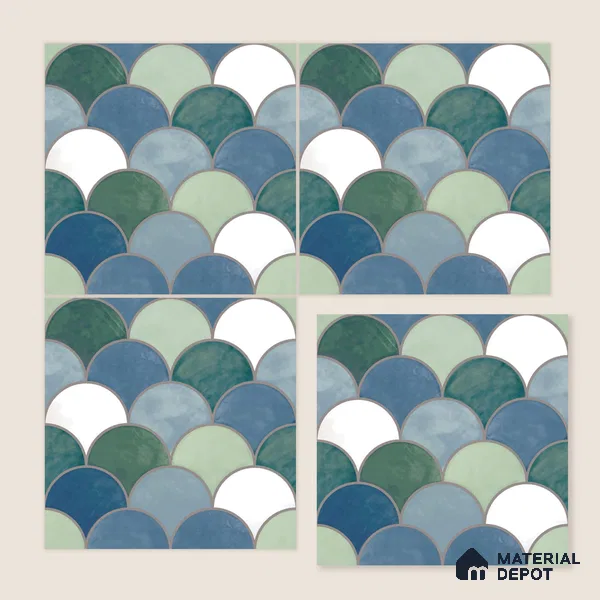 Moroccan Wall & Floor Tile TL 09108 138 1 ft x 1 ft Vitrified Carving Matte Finish - 9 mm | Suitable For Bathroom, Kitchen, Balcony | Please Expect a Slight Variation of Pattern