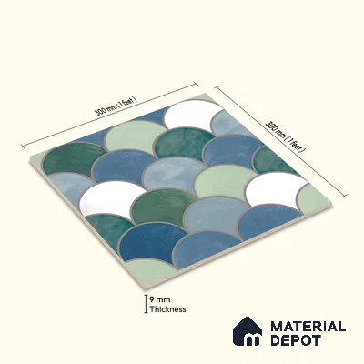 Moroccan Wall & Floor Tile TL 09108 138 1 ft x 1 ft Vitrified Carving Matte Finish - 9 mm | Suitable For Bathroom, Kitchen, Balcony | Please Expect a Slight Variation of Pattern