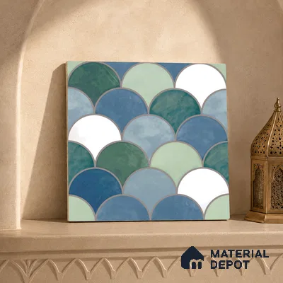 Moroccan Wall & Floor Tile TL 09108 138 1 ft x 1 ft Vitrified Carving Matte Finish - 9 mm | Suitable For Bathroom, Kitchen, Balcony | Please Expect a Slight Variation of Pattern