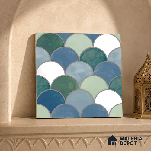 Moroccan Wall & Floor Tile TL 09108 138 1 ft x 1 ft Vitrified Carving Matte Finish - 9 mm | Suitable For Bathroom, Kitchen, Balcony | Please Expect a Slight Variation of Pattern