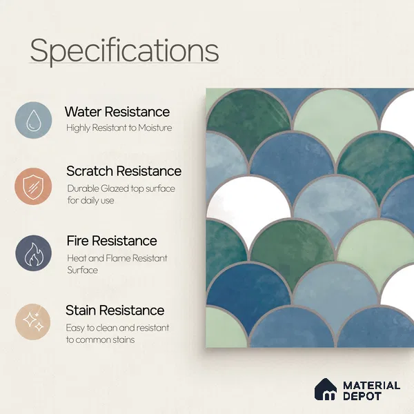 Moroccan Wall & Floor Tile TL 09108 138 1 ft x 1 ft Vitrified Carving Matte Finish - 9 mm | Suitable For Bathroom, Kitchen, Balcony | Please Expect a Slight Variation of Pattern