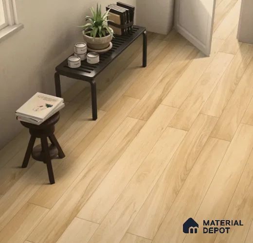 Brown Wooden Strip Floor & Wall Tile TL 09133 Grainor Royal Honey 4 ft x 8 Inch Vitrified Carving Matte Finish - 9 mm | Suitable for Living Room, Bedroom, Foyer, Dining | 2-3 mm Spacer is Mandatory