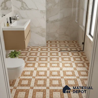Patterned Look Floor Tile TL 09143 | Matte Finish 12 x 12 inch Vitrified Tile - 8 mm | Suitable For Kitchen, Bathroom, Bedroom & Office | Please Expect a Slight Variation of Pattern