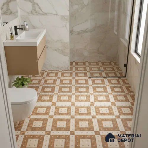 Patterned Look Floor Tile TL 09143 | Matte Finish 12 x 12 inch Vitrified Tile - 8 mm | Suitable For Kitchen, Bathroom, Bedroom & Office | Please Expect a Slight Variation of Pattern