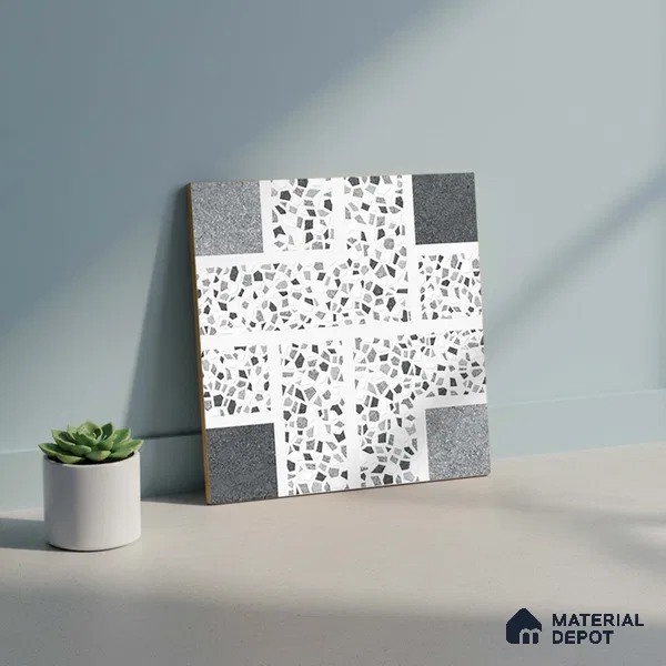 Patterned Look Floor Tile TL 09148 | Matte Finish 12 x 12 inch Ceramic Tile - 8 mm | Suitable For Kitchen, Bathroom, Bedroom & Office | Please Expect a Slight Variation of Pattern