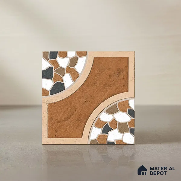 Patterned Look Floor Tile TL 09151 | Matte Finish 12 x 12 inch Ceramic Tile - 8 mm | Suitable For Kitchen, Bathroom, Bedroom & Office | Please Expect a Slight Variation of Pattern