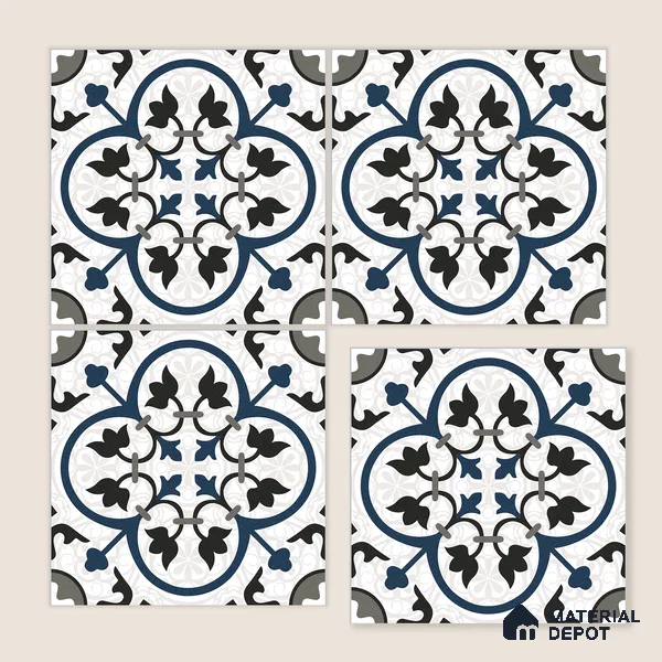 Moroccan Wall & Floor Tile TL 09164 | Matte Finish 1 ft x 1 ft Ceramic Tile - 10 mm | Suitable For Bathroom, Kitchen, Balcony | Please Expect a Slight Variation of Pattern