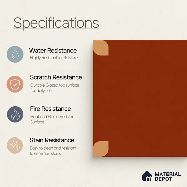 Moroccan Wall & Floor Tile TL 09165 B | Matte Finish 1 ft x 1 ft Ceramic Tile - 10 mm | Suitable For Bathroom, Kitchen, Balcony | Please Expect a Slight Variation of Pattern