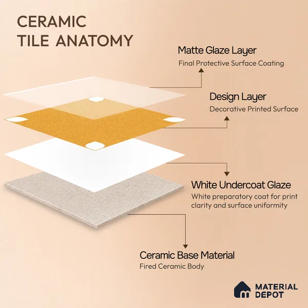Moroccan Wall & Floor Tile TL 09165 D | Matte Finish 1 ft x 1 ft Ceramic Tile - 10 mm | Suitable For Bathroom, Kitchen, Balcony | Please Expect a Slight Variation of Pattern