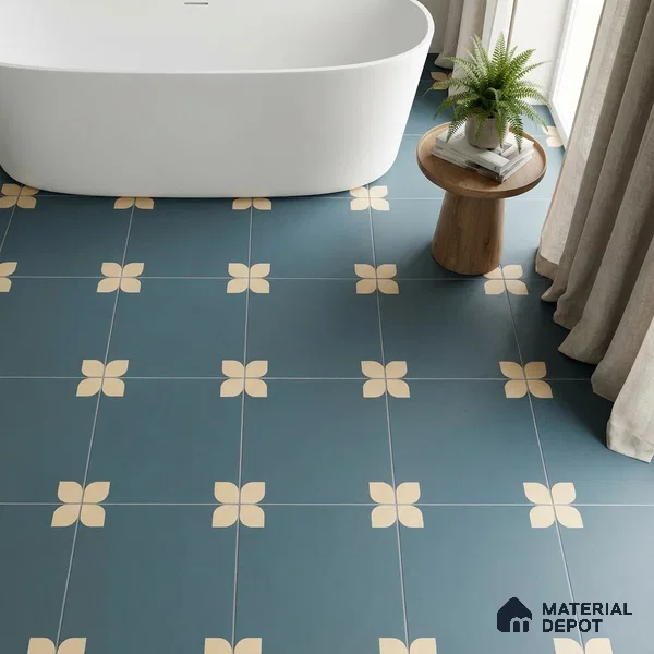 Moroccan Wall & Floor Tile TL 09165 | Matte Finish 1 ft x 1 ft Ceramic Tile - 10 mm | Suitable For Bathroom, Kitchen, Balcony | Please Expect a Slight Variation of Pattern