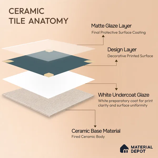 Moroccan Wall & Floor Tile TL 09165 | Matte Finish 1 ft x 1 ft Ceramic Tile - 10 mm | Suitable For Bathroom, Kitchen, Balcony | Please Expect a Slight Variation of Pattern
