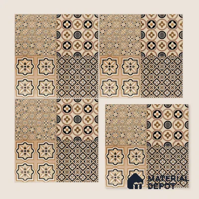 Moroccan Wall & Floor Tile TL 09166 | Matte Finish 1 ft x 1 ft Ceramic Tile - 10 mm | Suitable For Bathroom, Kitchen, Balcony | Please Expect a Slight Variation of Pattern
