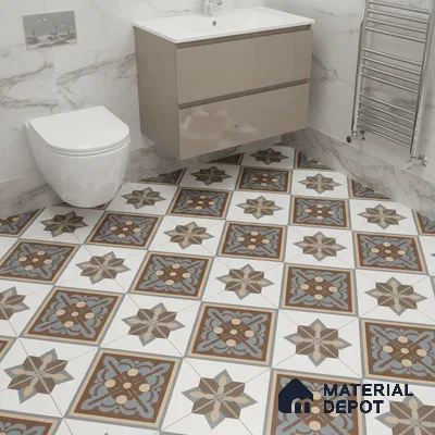 Patterned Look Wall & Floor Tile TL 09167 | Matte Finish 12 x 12 inch Ceramic Tile - 10 mm | Suitable For Kitchen, Bathroom, Bedroom & Office | Please Expect a Slight Variation of Pattern