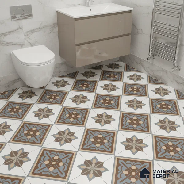 Patterned Look Wall & Floor Tile TL 09167 | Matte Finish 12 x 12 inch Ceramic Tile - 10 mm | Suitable For Kitchen, Bathroom, Bedroom & Office | Please Expect a Slight Variation of Pattern