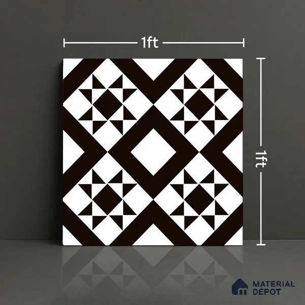 Patterned Look Wall & Floor Tile TL 09170 | Matte Finish 12 x 12 inch Ceramic Tile - 10 mm | Suitable For Kitchen, Bathroom, Bedroom & Office | Please Expect a Slight Variation of Pattern