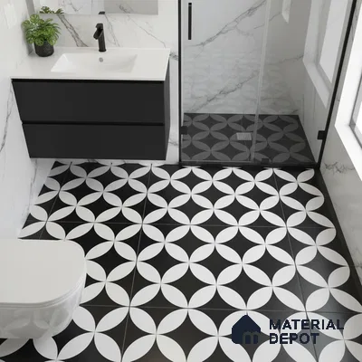Patterned Look Wall & Floor Tile TL 09171 | Matte Finish 12 x 12 inch Ceramic Tile - 10 mm | Suitable For Kitchen, Bathroom, Bedroom & Office | Please Expect a Slight Variation of Pattern