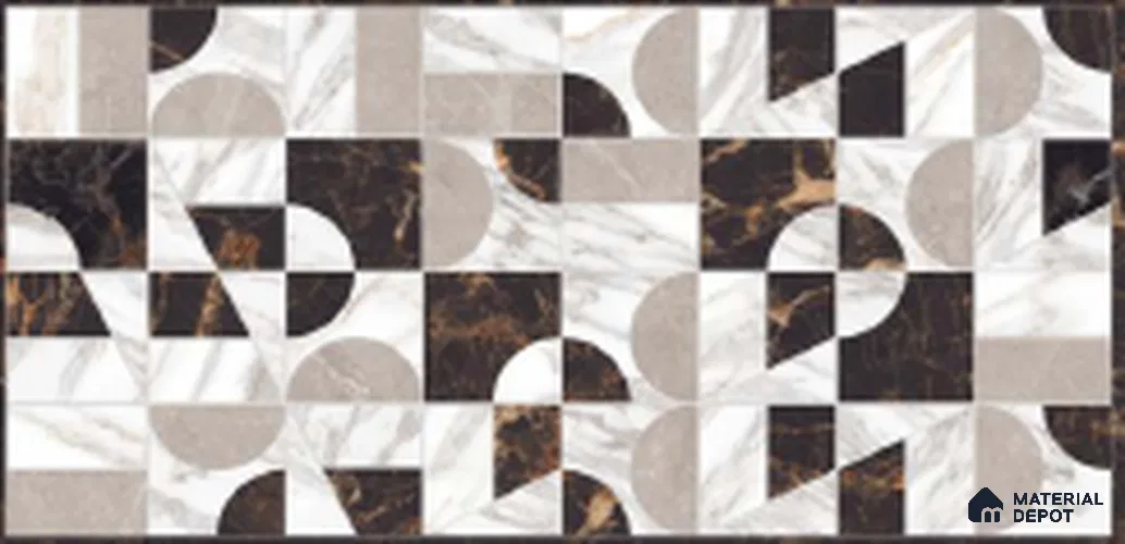 Patterned Wall Tile TL 09216 Alicia Brown Decore 4 ft x 2 ft Glamour Finish Vitrified Tile - 9 mm | 1 Random Design | Suitable For Living Room, Bedroom, Dining Area