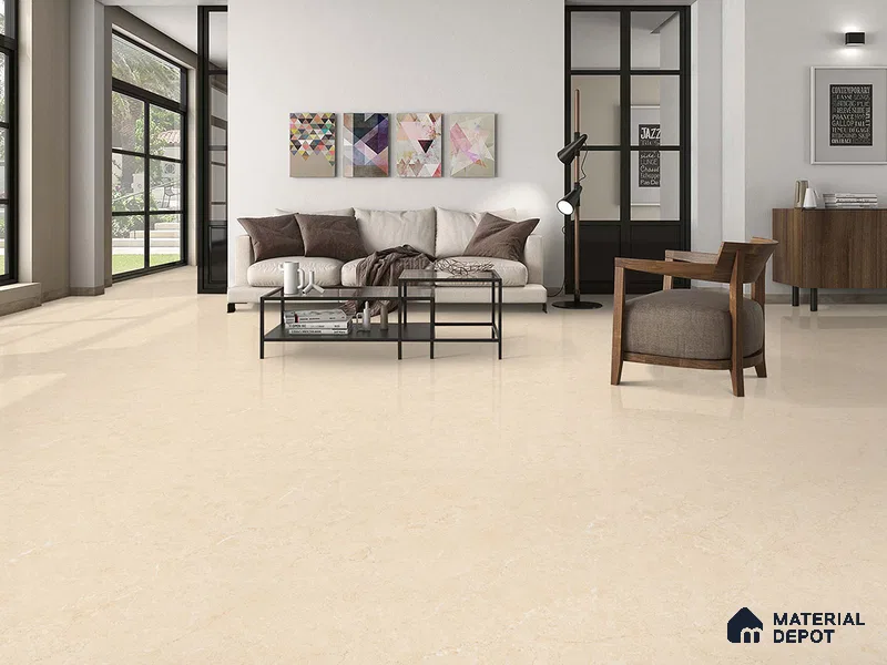 Marble Wall & Floor Tile TL 09226 B Cream 4 ft x 2 ft Glossy Finish Vitrified Tile - 9 mm | 3 Random Designs | Suitable For Living Room, Bedroom, Dining