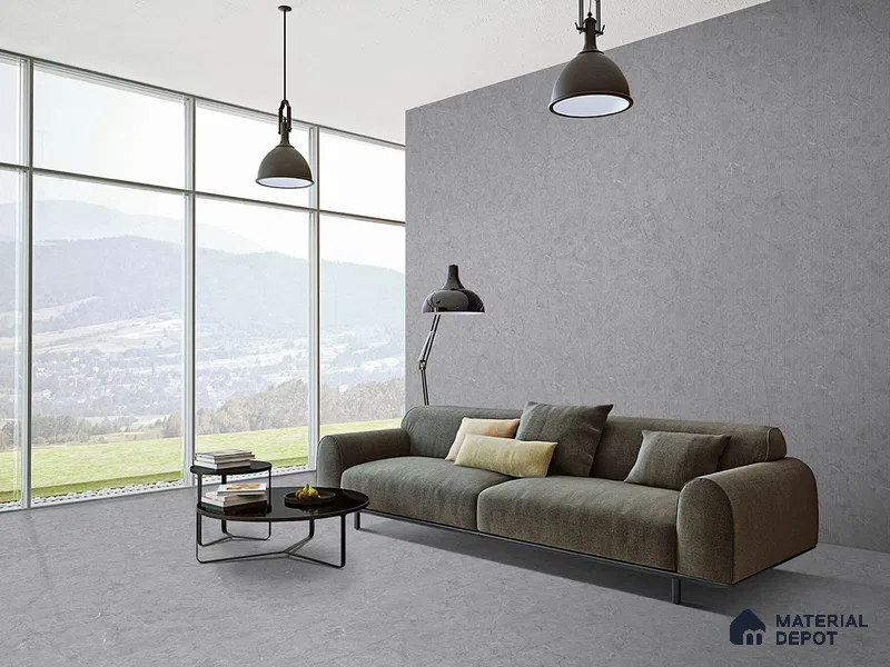 Marble Wall & Floor Tile TL 09229 Grey 4 ft x 2 ft Glossy Finish Vitrified Tile - 9 mm | 4 Random Designs | Suitable For Living Room, Bedroom, Dining