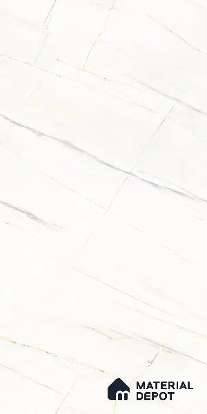 Marble Calacatta Wall & Floor Tile TL 09257 Off-White 4 ft x 2 ft Matte Finish Vitrified Tile - 9 mm | 6 Random Designs | Suitable For Living Room, Bedroom, Kitchen