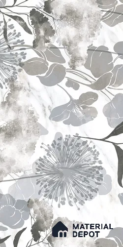 Floral Wall Tile TL 09269 Alabaster White Decore 4 ft x 2 ft Fusion Finish Vitrified Tile - 9 mm | 1 Random Design | Suitable for Bathroom, Accent/Feature Wall, Dining Area