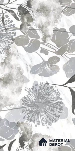 Floral Wall Tile TL 09269 Alabaster White Decore 4 ft x 2 ft Fusion Finish Vitrified Tile - 9 mm | 1 Random Design | Suitable for Bathroom, Accent/Feature Wall, Dining Area
