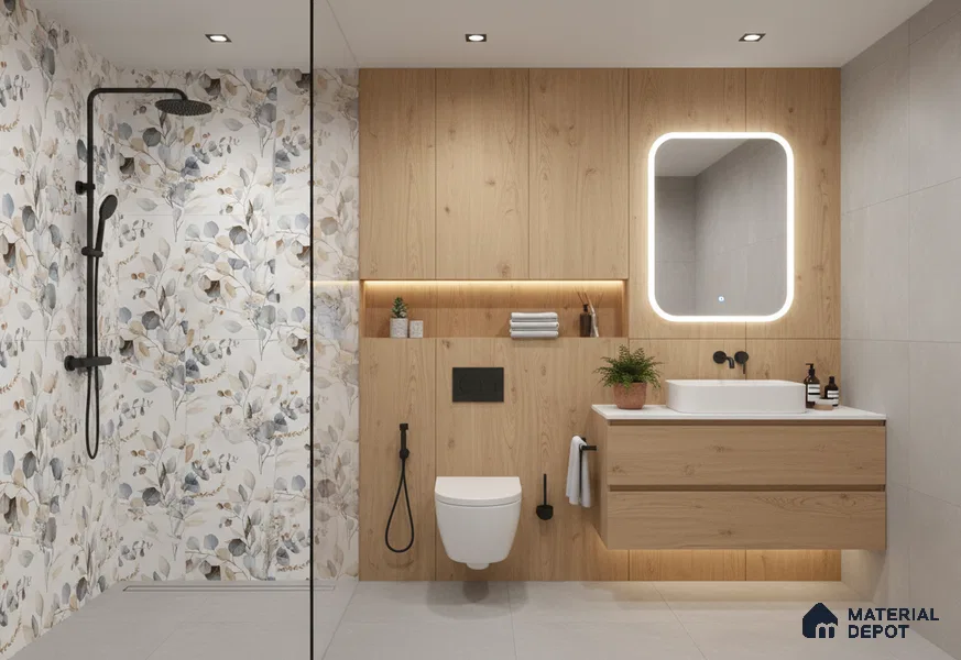 Floral Wall Tile TL 09272 Satuario Brasiliano Decore 4 ft x 2 ft Fusion Finish Vitrified Tile - 9 mm | 1 Random Design | Suitable for Bathroom, Accent/Feature Wall, Foyer