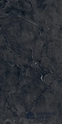 Marble Nero Marquina Wall & Floor Tile TL 09282 Charcoal Black 4 ft x 2 ft Matte Finish Vitrified Tile - 9 mm | 5 Random Designs | Suitable For Living Room, Bedroom, Kitchen