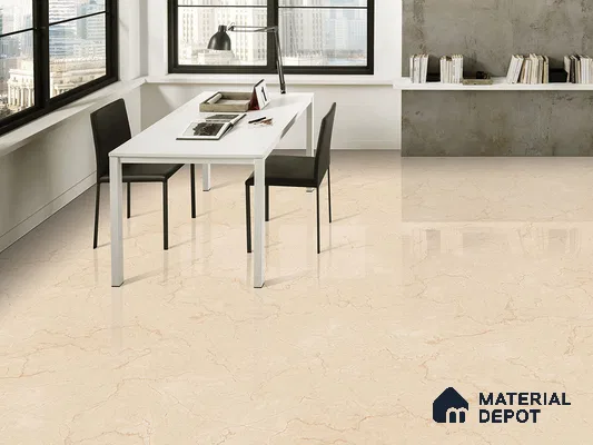 Marble Crema Marfil Wall & Floor Tile TL 09314 Warm Beige 4 ft x 2 ft Glossy Finish Vitrified Tile - 9 mm | 5 Random Designs | Suitable For Living Room, Bedroom, Dining