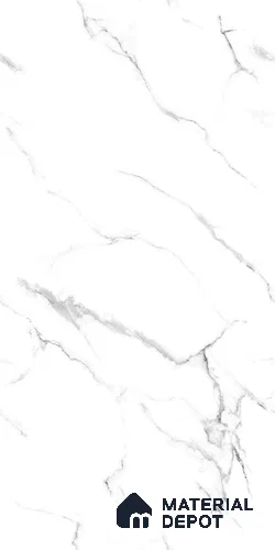 Marble Statuario Wall & Floor Tile TL 09319 Off-White 4 ft x 2 ft Glossy Finish Vitrified Tile - 9 mm | 7 Random Designs | Suitable For Living Room, Bedroom, Dining