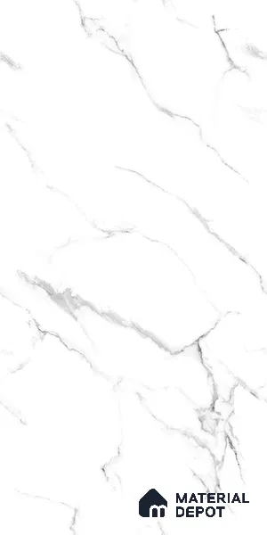 Marble Statuario Wall & Floor Tile TL 09319 Off-White 4 ft x 2 ft Glossy Finish Vitrified Tile - 9 mm | 7 Random Designs | Suitable For Living Room, Bedroom, Dining